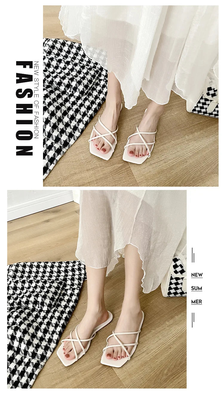 Double Toe Flip-flops Women 2026 Summer New Designer Slipper Shoes Female Casual Flat Fashion Causal Big Size Slippers Ladies