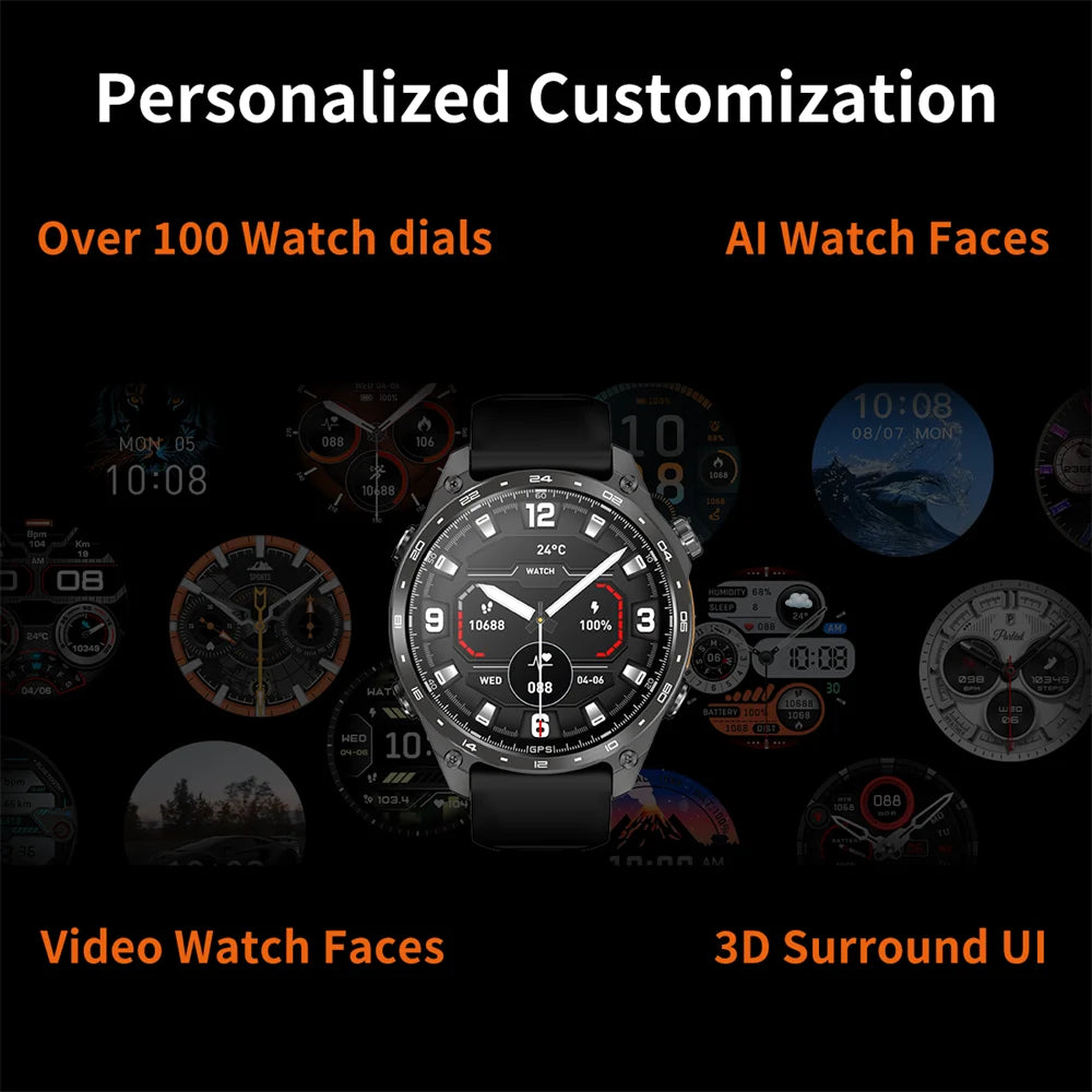 Men Sports GPS Outdoor Smart Watch App Download 4GB Memory Offline Map Waterproof MP3 MP4 LED Lighting Blue Tooth Smartwatch