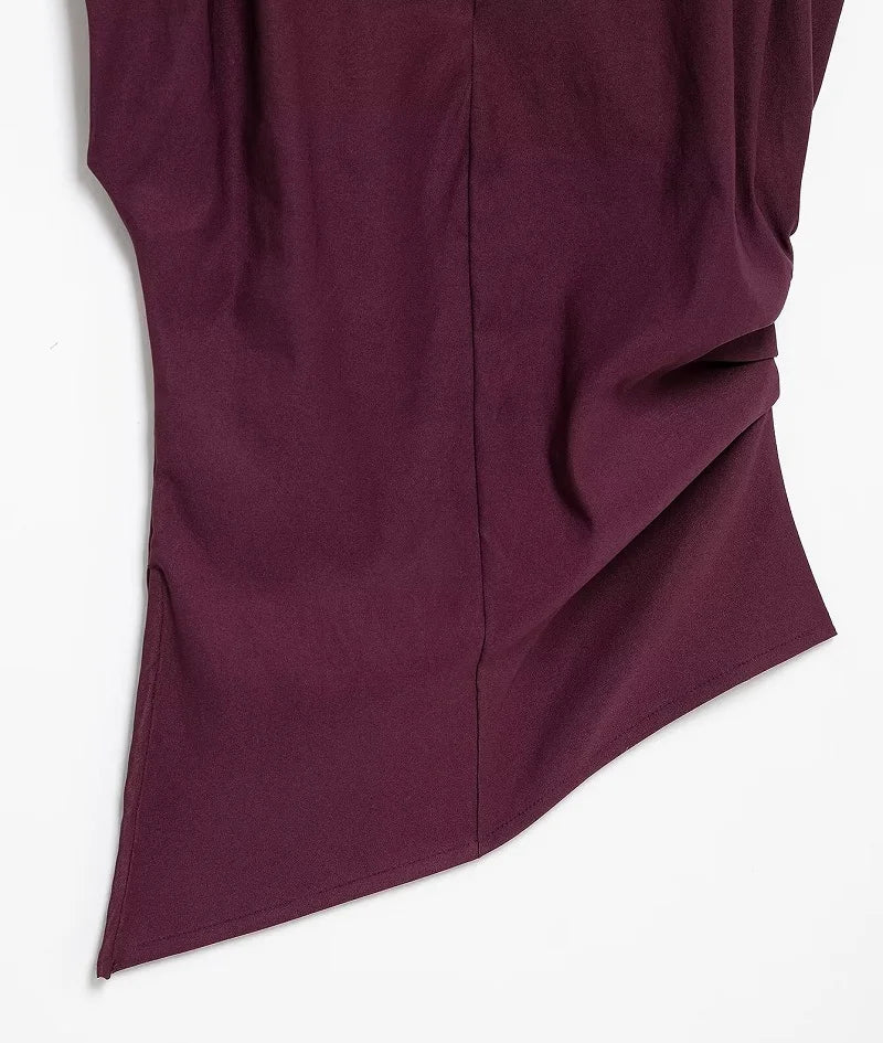 MUJER Asymmetric Tank Top Female Ruched Sleeveless Tops for Women High Neck Strapless Top Women Fashion Aesthetic Tops Woman