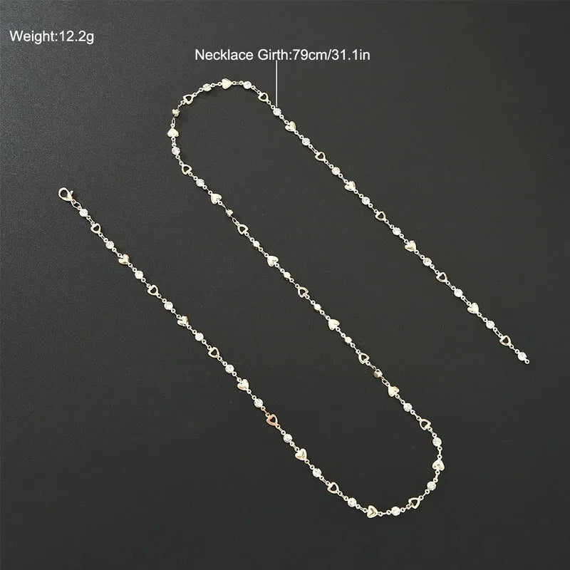 New Luxury Zircon Long Tassel Necklaces for Women Bohemian Shiny Gold Color Heart Crystal Choker Party Jewelry Accessories 2025