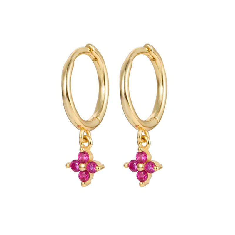 New Fashion Stainless Steel Flower Small Hoop Earrings Women Korean Crystal Zirconia Cartilage Earrings Piercing Jewelry