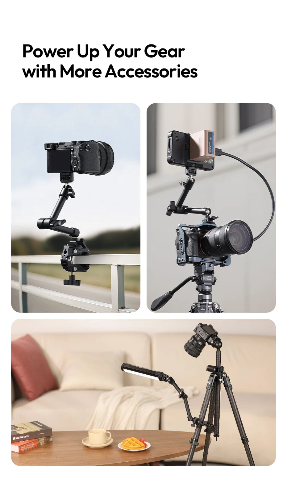 Ulanzi HD02 10-inch Magic Arm Kit for Outdoor Camera Photography Livestreaming Vlog with All-Direction Ball Head Adaptable Clamp