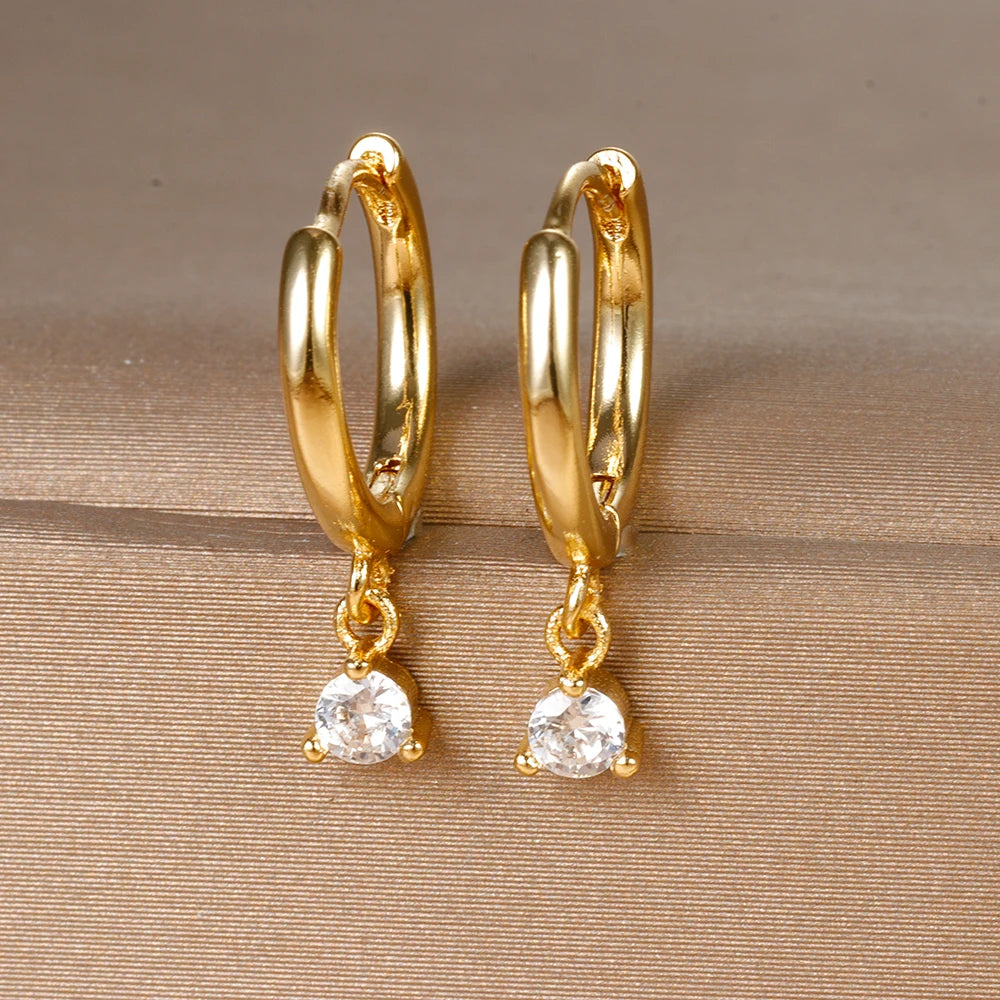 New Fashion Stainless Steel Flower Small Hoop Earrings Women Korean Crystal Zirconia Cartilage Earrings Piercing Jewelry