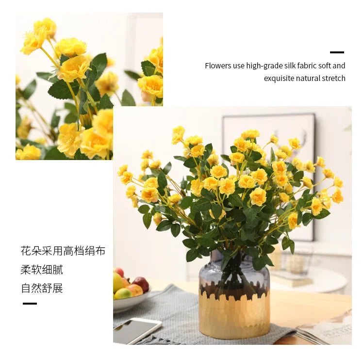 Artificial Silk Rose for Garden Decoration, Fake Bouquet, 15 Heads, Artificial Flowers, Christmas, Wedding, Home, Outdoor, 3Pcs