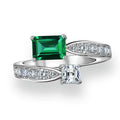 Huitan Stylish Adjustable Ring for Women Brilliant Green Zirconia Modern Style Accessories for Engagement Statement Jewelry Gift