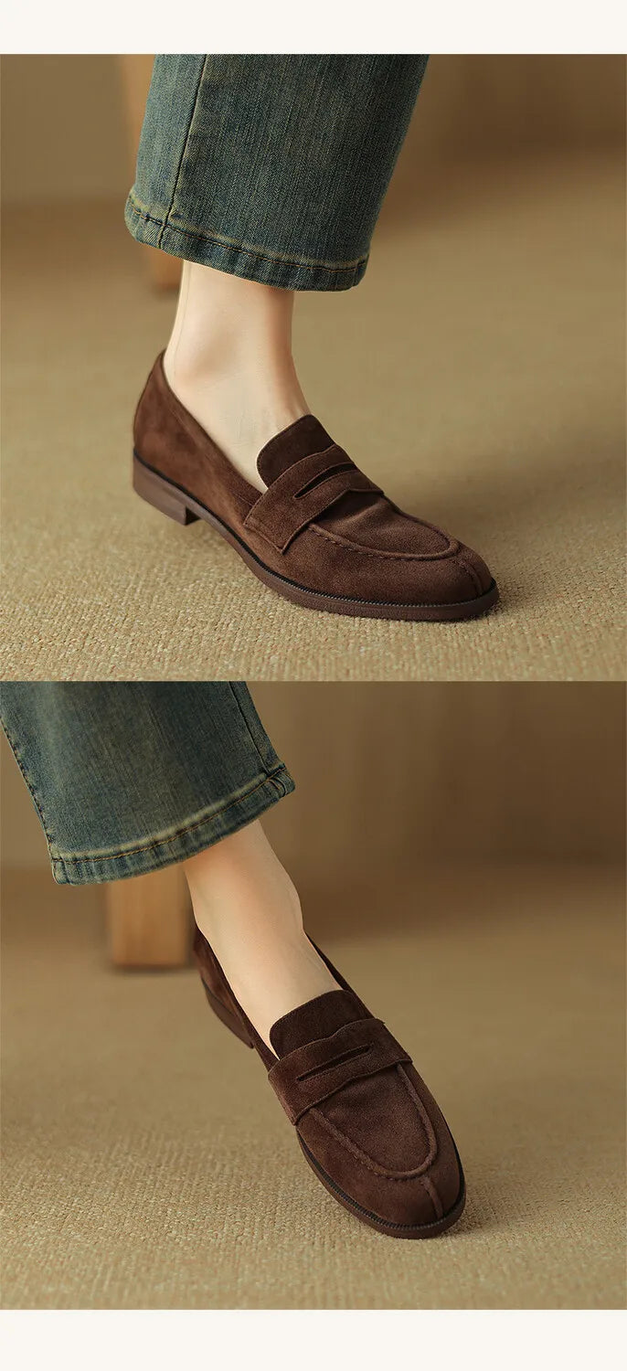 Shoes for Women 2026 Summer Brown Casual Flats Ladies Shoe Fashion Suede Loafers Soft Sole Non-Slip Feminino Zapatos Mujer