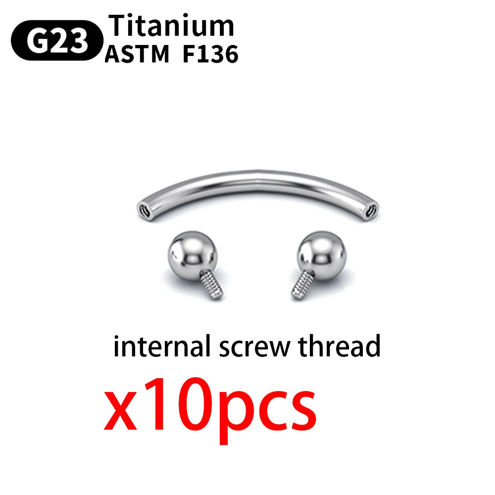 Wholesale 10PCS Eyebrow Piercing Jewelry Labret Lip Stud G23 Titanium Septum Piercing Nose Ring C rod Body Jewelry For Women