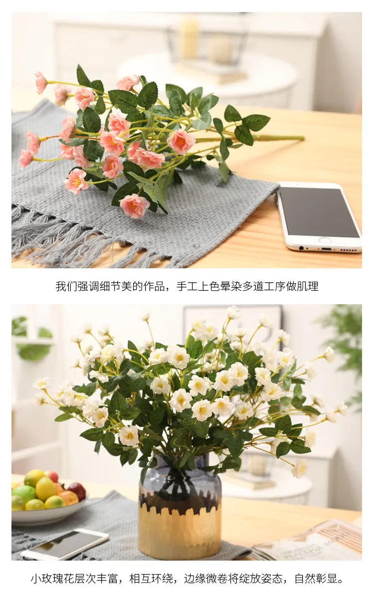Artificial Silk Rose for Garden Decoration, Fake Bouquet, 15 Heads, Artificial Flowers, Christmas, Wedding, Home, Outdoor, 3Pcs