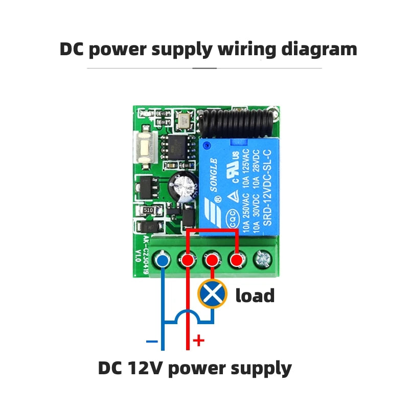 433Mhz Smart Switch Universal Gate Remote DC 12V 10A Relay Receiver Module RF Transmitter DIY for Garage Door LED Lighting