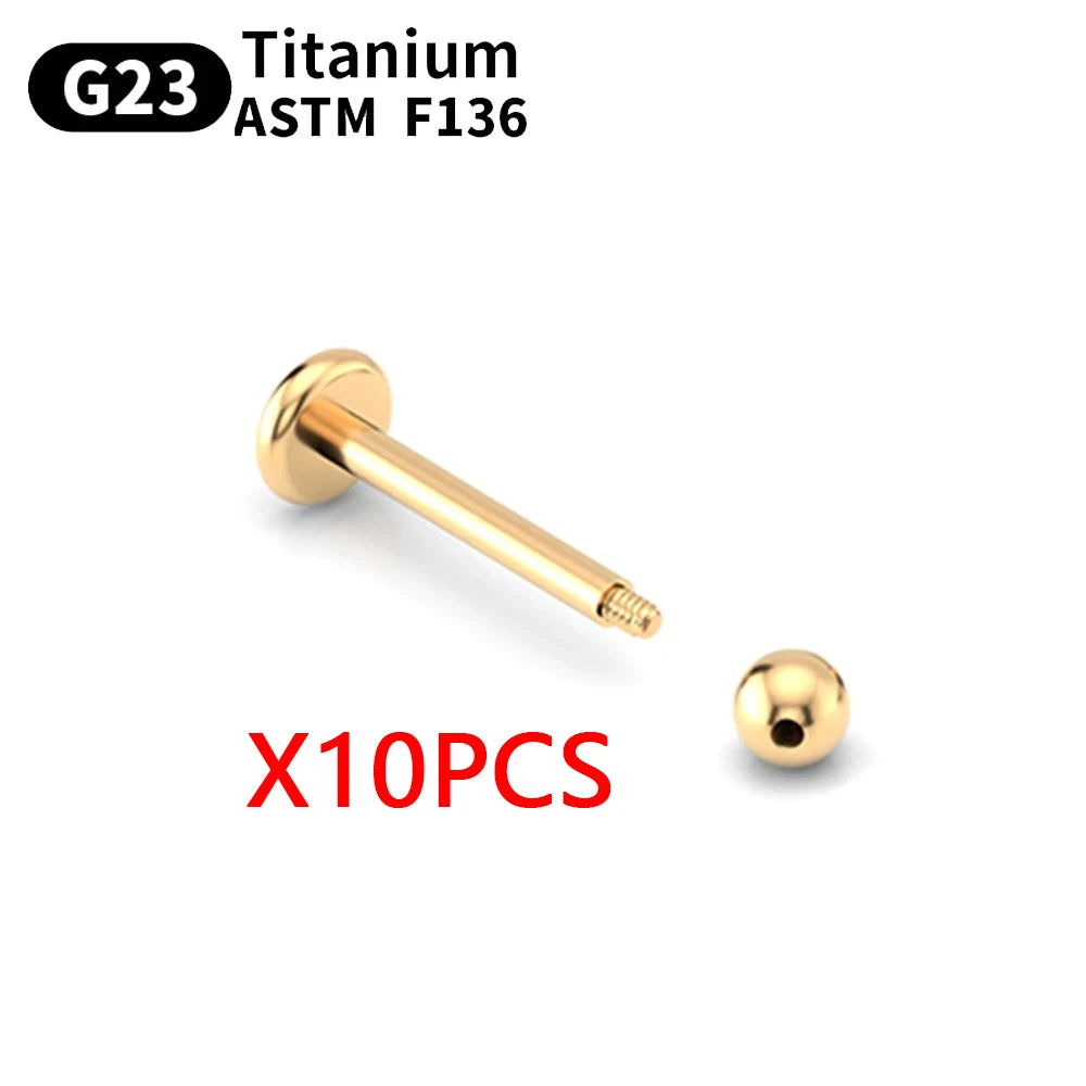Wholesale 10PCS Eyebrow Piercing Jewelry Labret Lip Stud G23 Titanium Septum Piercing Nose Ring C rod Body Jewelry For Women