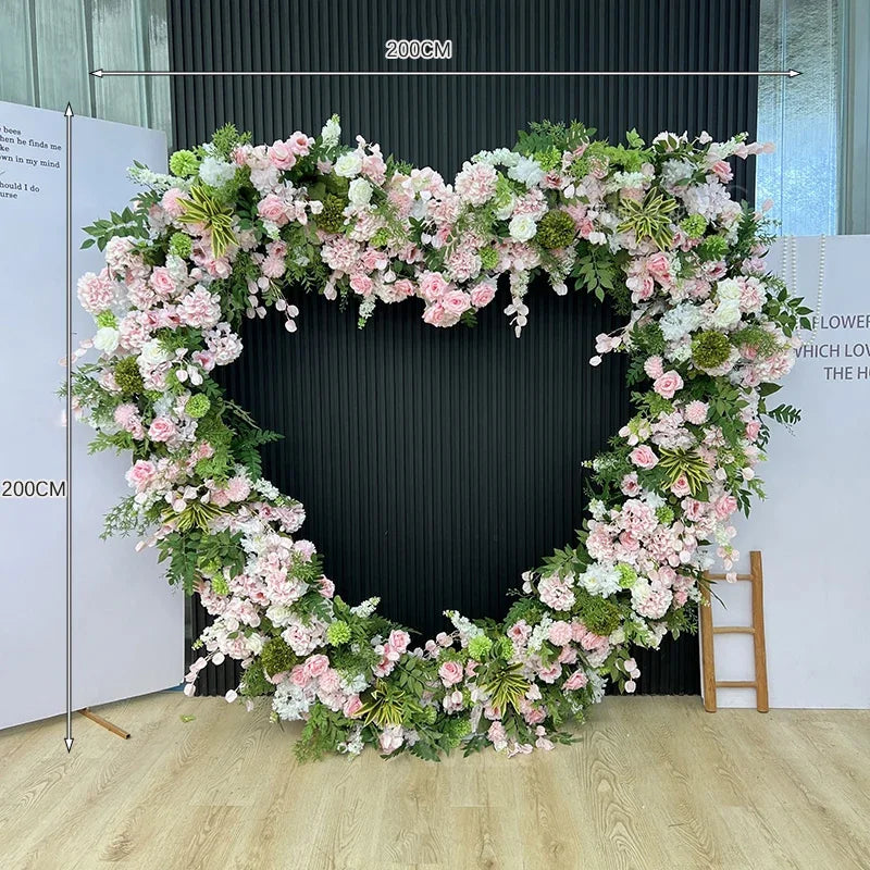 200CM Wholesale Artificial Silk Flower Red White Arched Heart Shaped Wedding Arched Rose Heart Shaped Arched Flower Background