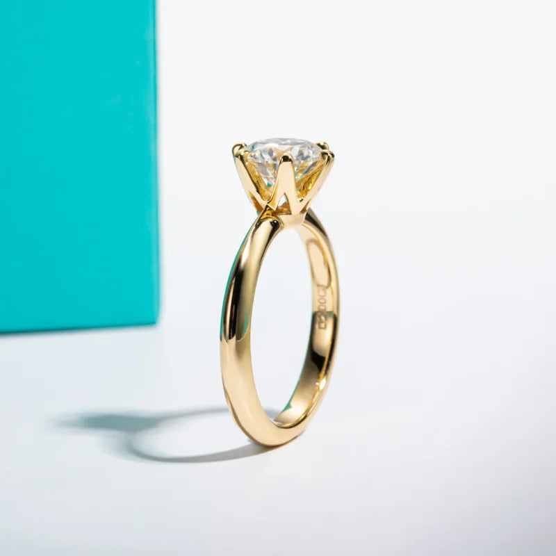 Yellow Gold Ring 3ct D Color Moissanite Engagement Rings For Women GRA Cer Customs Jewelry Wholesale