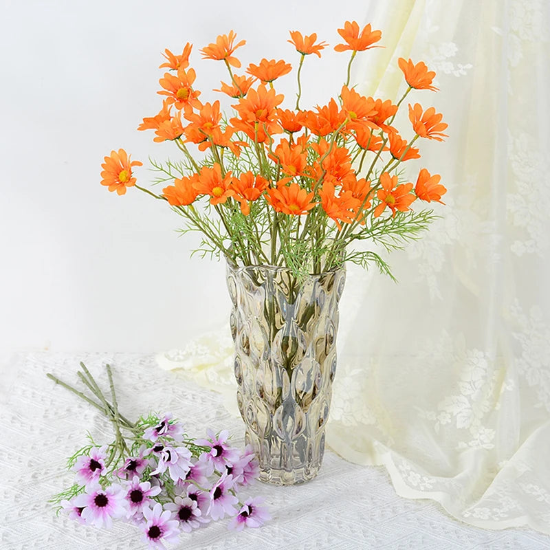5 Heads Chamomiles Silk Artificial Flower Cosmos Home Photography Decoration Room Wedding Table Party Decorations Diy Bouquet