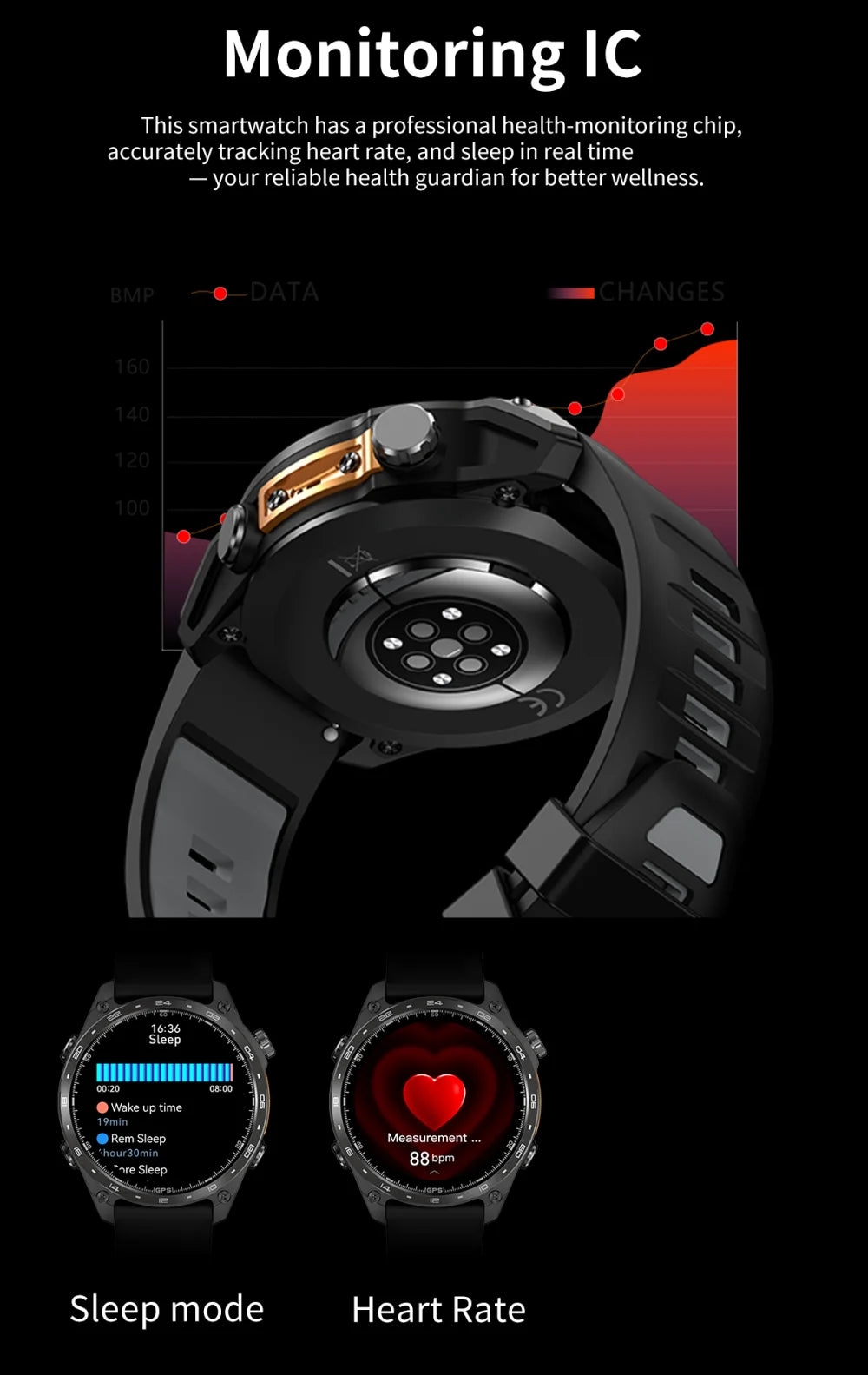 Men Sports GPS Outdoor Smart Watch App Download 4GB Memory Offline Map Waterproof MP3 MP4 LED Lighting Blue Tooth Smartwatch