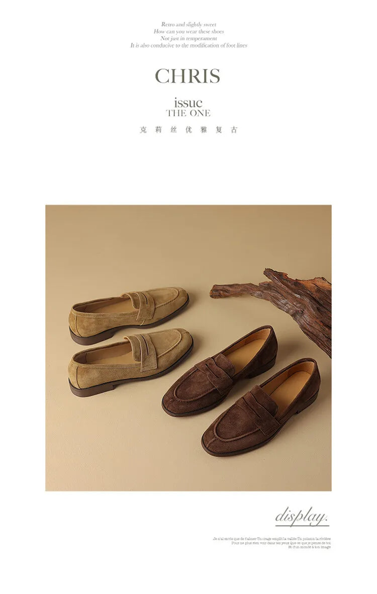 Shoes for Women 2026 Summer Brown Casual Flats Ladies Shoe Fashion Suede Loafers Soft Sole Non-Slip Feminino Zapatos Mujer