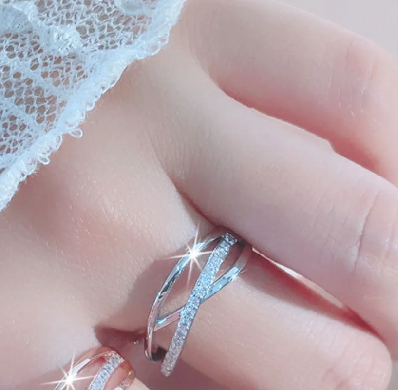 New 925 Silver Ring 5A Zircon Interwoven for Women Sterling-Silver Wedding Luxury Jewelry Engagement Charm Party Fashion Ring