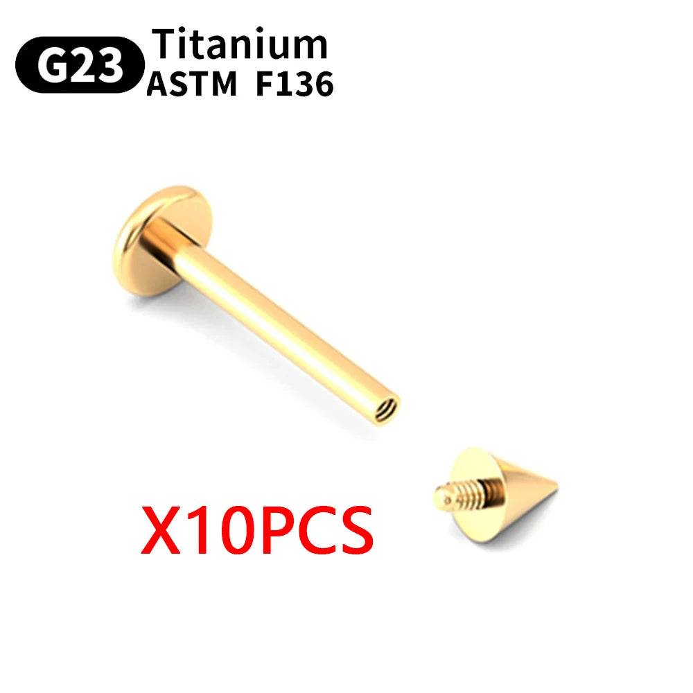 Wholesale 10PCS Eyebrow Piercing Jewelry Labret Lip Stud G23 Titanium Septum Piercing Nose Ring C rod Body Jewelry For Women