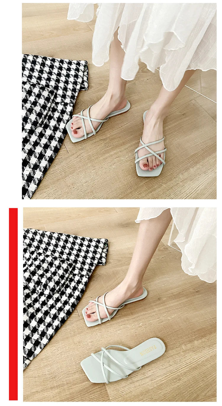 Double Toe Flip-flops Women 2026 Summer New Designer Slipper Shoes Female Casual Flat Fashion Causal Big Size Slippers Ladies