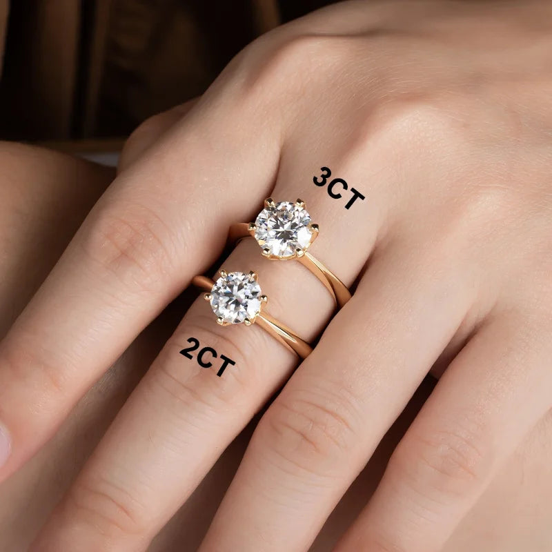 Yellow Gold Ring 3ct D Color Moissanite Engagement Rings For Women GRA Cer Customs Jewelry Wholesale