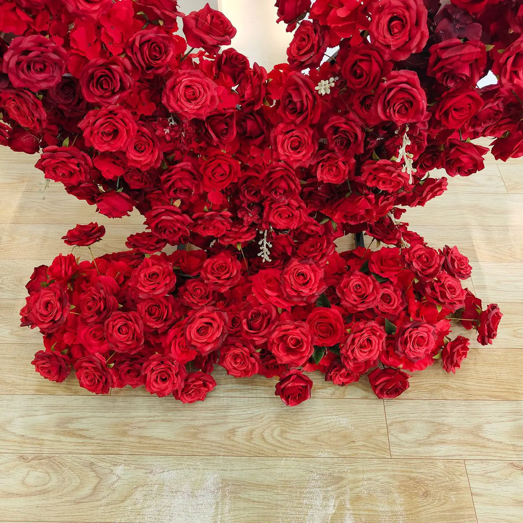 200CM Wholesale Artificial Silk Flower Red White Arched Heart Shaped Wedding Arched Rose Heart Shaped Arched Flower Background