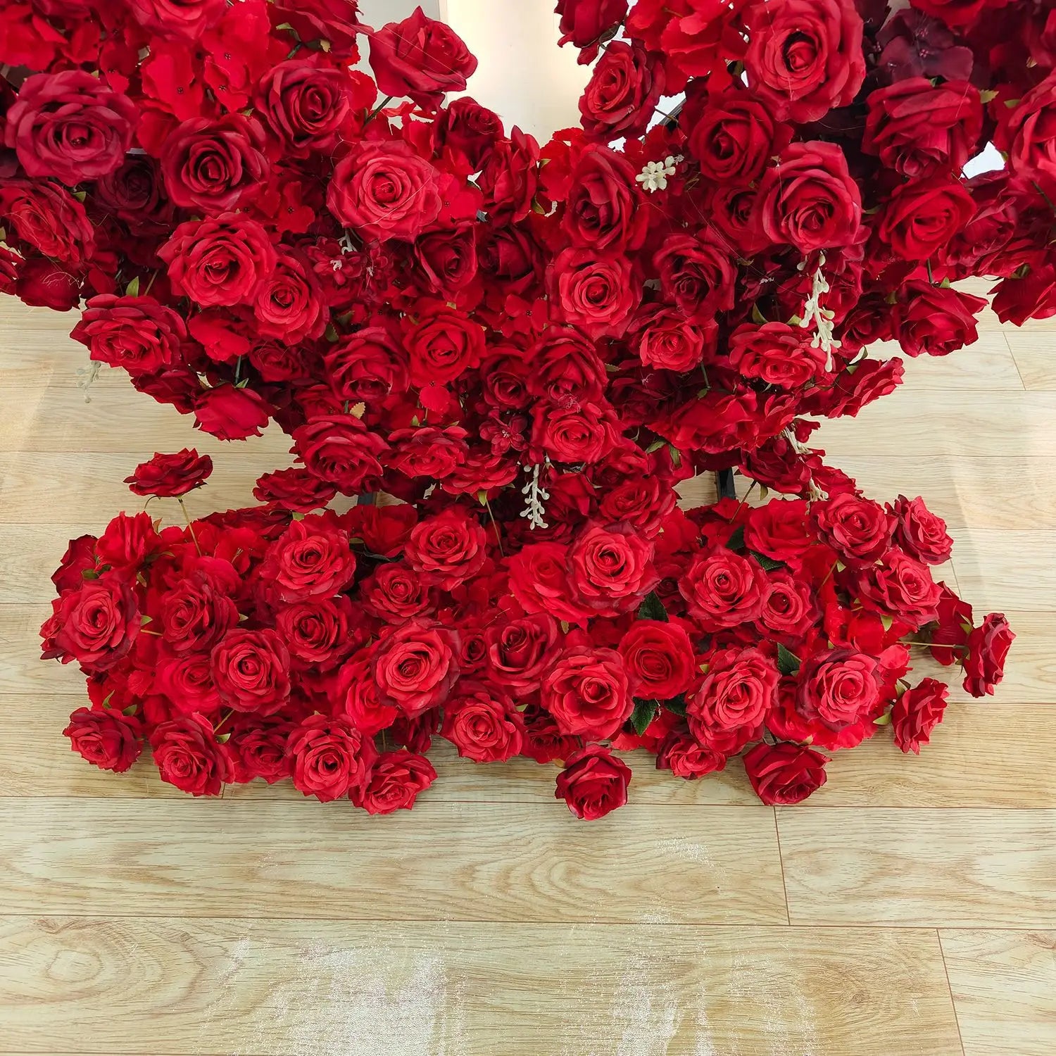 200CM Wholesale Artificial Silk Flower Red White Arched Heart Shaped Wedding Arched Rose Heart Shaped Arched Flower Background