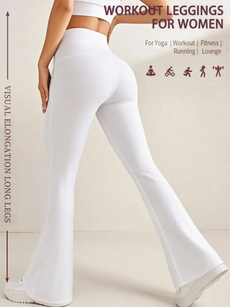 Fashion Flare Pants High Waist Yoga Wide Leg Bootcut Leggings Red White Black Sports Trousers Outdoor Fitness Casual For Slim
