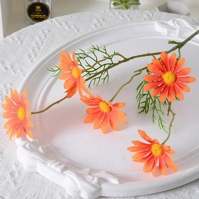 5 Heads Chamomiles Silk Artificial Flower Cosmos Home Photography Decoration Room Wedding Table Party Decorations Diy Bouquet