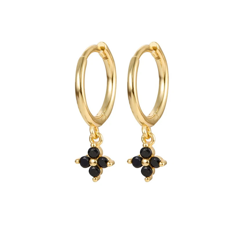 New Fashion Stainless Steel Flower Small Hoop Earrings Women Korean Crystal Zirconia Cartilage Earrings Piercing Jewelry