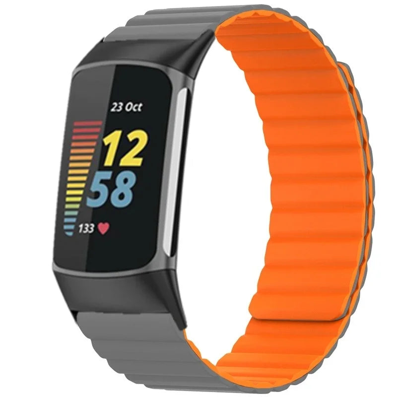 Wrist Strap For Fitbit charge 6 5 Magnetic Silicone Smart Watch Strap Wristband For Fit Bit Charge6 5 Belt Bracelet Accessories
