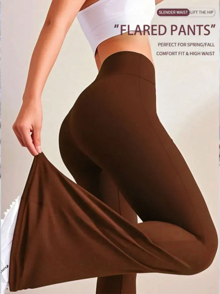 Fashion Flare Pants High Waist Yoga Wide Leg Bootcut Leggings Red White Black Sports Trousers Outdoor Fitness Casual For Slim