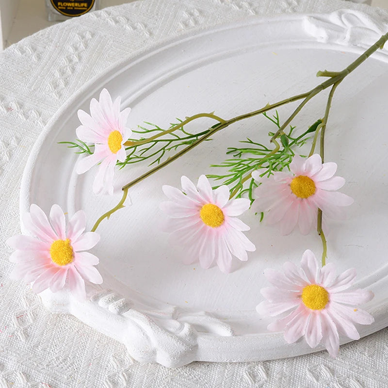 5 Heads Chamomiles Silk Artificial Flower Cosmos Home Photography Decoration Room Wedding Table Party Decorations Diy Bouquet