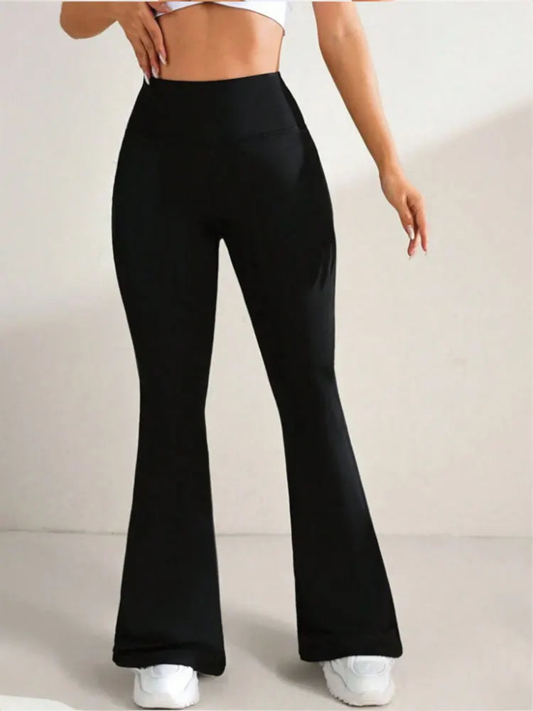 Fashion Flare Pants High Waist Yoga Wide Leg Bootcut Leggings Red White Black Sports Trousers Outdoor Fitness Casual For Slim