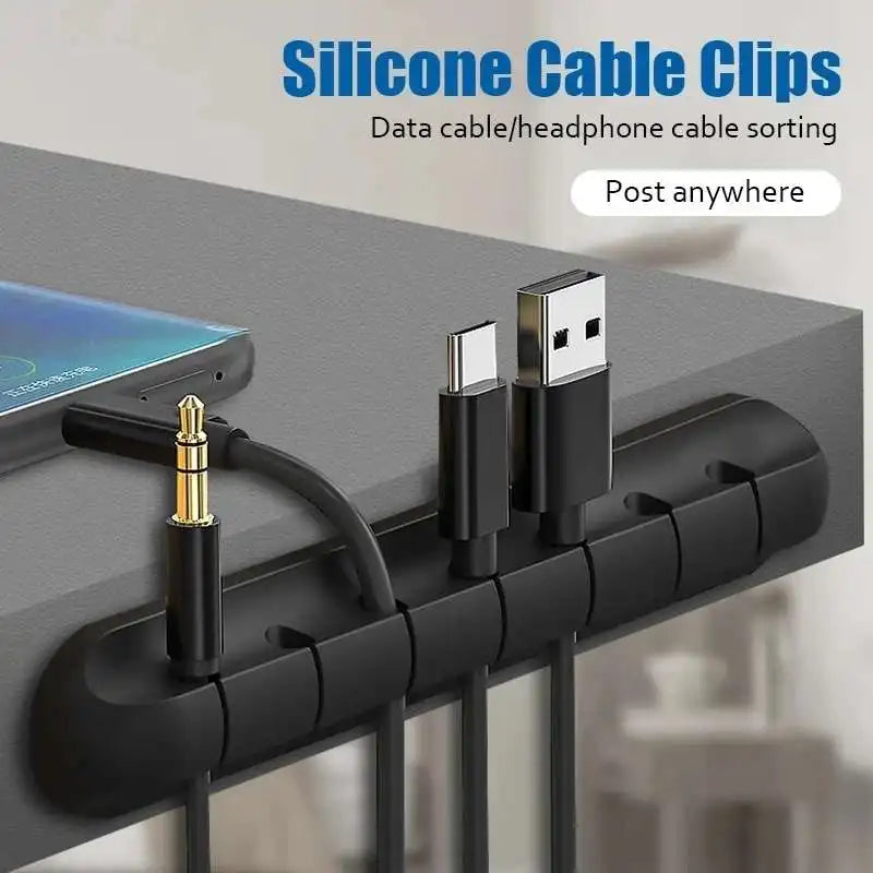 Silicone USB Cable Organizer Cable Winder Desktop Tidy Management Clips Cable Holder for Mouse Headphone Wire Organizer