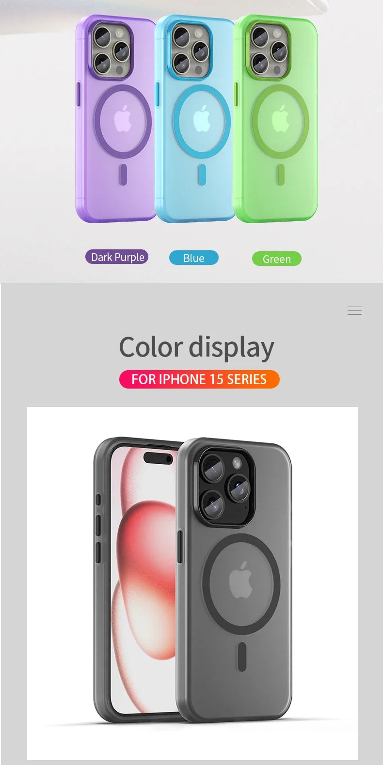 Matte touch magnetic phone case with a skin friendly feel For iPhone  15 14 12 13 Pro Max Shockproof Soft TPU Back Cover