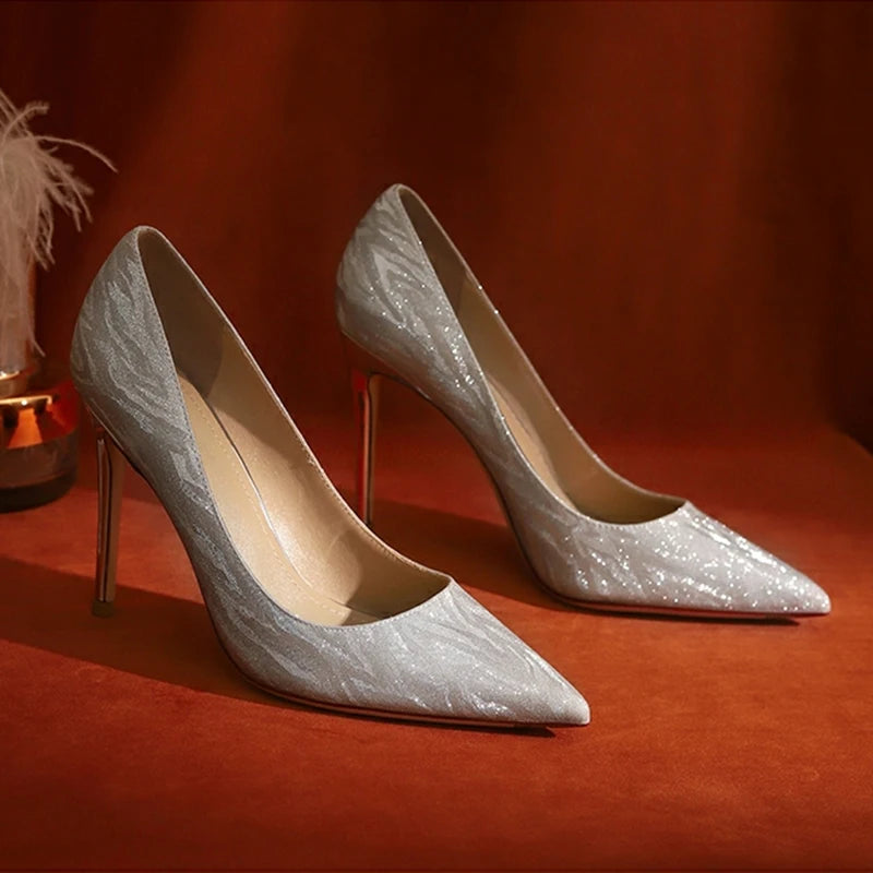 Luxury Gold Silver Women Pumps Shoes Spring Pointed Toe High Heels Party Wedding Shoes Woman Stiletto Heels Designer Shoes