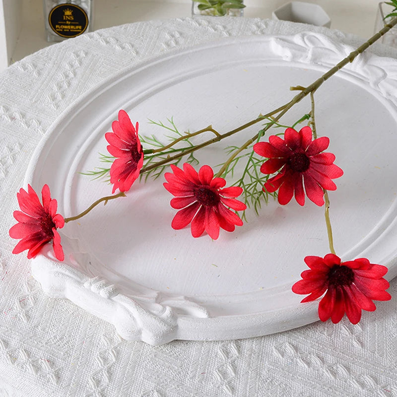 5 Heads Chamomiles Silk Artificial Flower Cosmos Home Photography Decoration Room Wedding Table Party Decorations Diy Bouquet