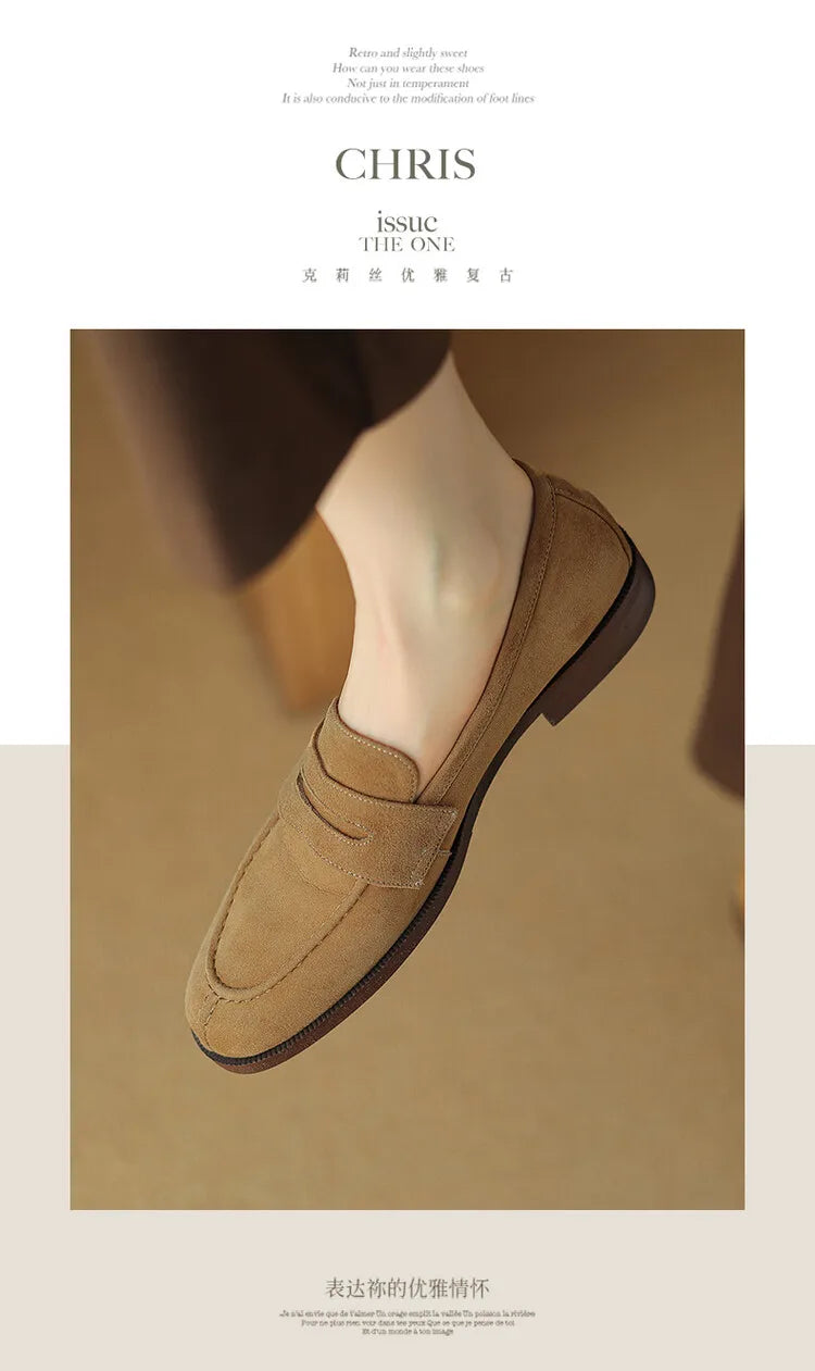 Shoes for Women 2026 Summer Brown Casual Flats Ladies Shoe Fashion Suede Loafers Soft Sole Non-Slip Feminino Zapatos Mujer