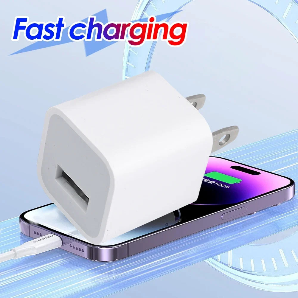 1-5Pcs USB Wall Charger Adapter Fast Charging For iPhone 14 13 12 11 Pro Max XR XS X 8 7 6 Plus for iPad Travel Adapter US Plug