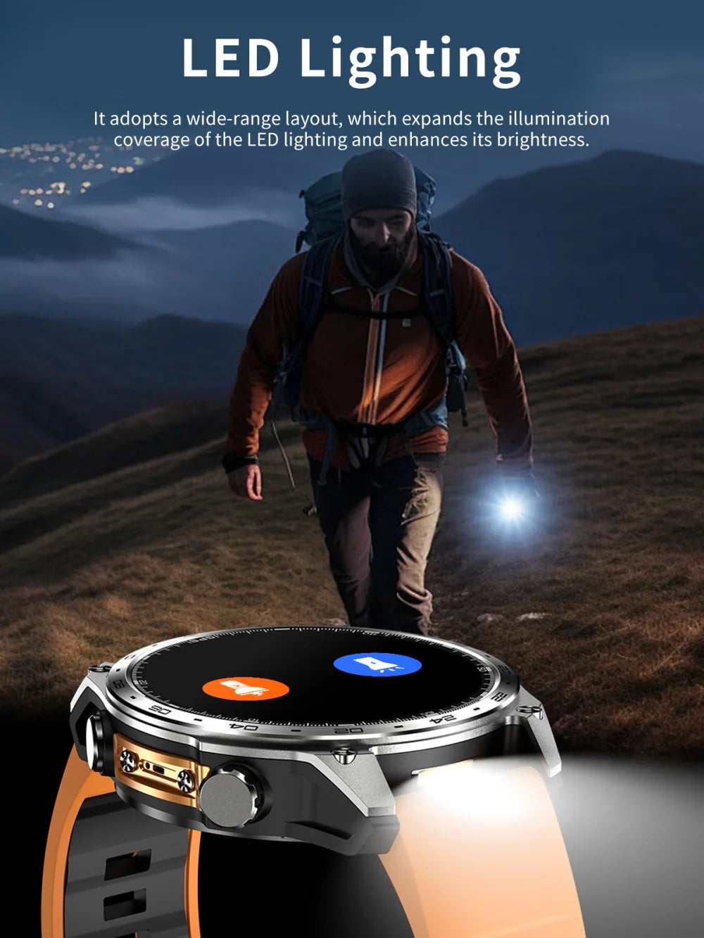 Men Sports GPS Outdoor Smart Watch App Download 4GB Memory Offline Map Waterproof MP3 MP4 LED Lighting Blue Tooth Smartwatch