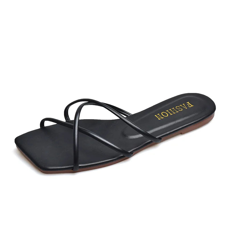 Double Toe Flip-flops Women 2026 Summer New Designer Slipper Shoes Female Casual Flat Fashion Causal Big Size Slippers Ladies