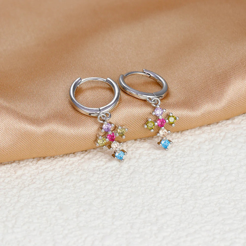 New Fashion Stainless Steel Flower Small Hoop Earrings Women Korean Crystal Zirconia Cartilage Earrings Piercing Jewelry