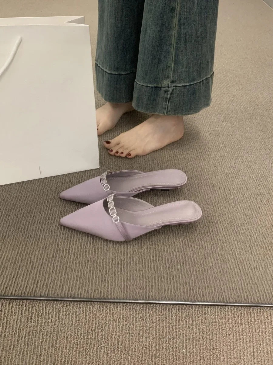 Sandalias De Mujer Verano 2026 Luxury Women's Sandals in Summer Design Pointed Low Heel Sexy Women's  Outdoor Muller Shoes.