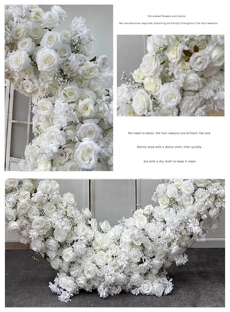 200CM Wholesale Artificial Silk Flower Red White Arched Heart Shaped Wedding Arched Rose Heart Shaped Arched Flower Background