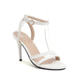 REAVE CAT Elegant Sandals Ankle Buckle Strap Narrow Open Toe 9.5cm Stiletto Heel Shoes US19 Black White A4245