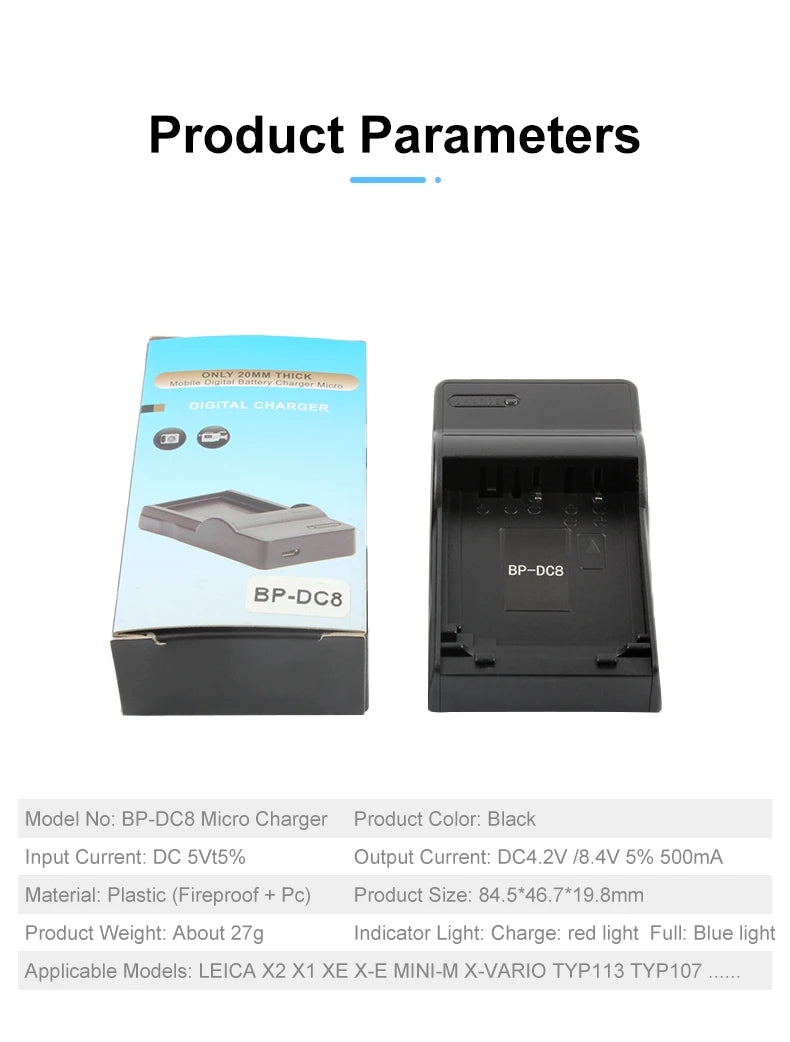 BP-DC8 BPDC8 BP DC8 BP-DC8E DC8E BP-DC8-E Battery USB Charger For LEICA X1 X2 X-1 X-2 MINI-M X-VARIO MINIM XVARIO X VARIO