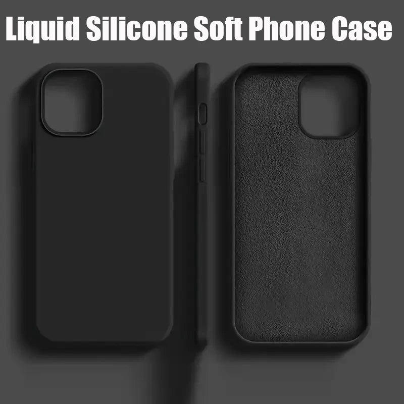 Luxury Solid Color Liquid Silicone Soft Phone Case For iPhone 16 Pro Max 11 13 12 14 15 Pro Max Shockproof Protection Back Cover