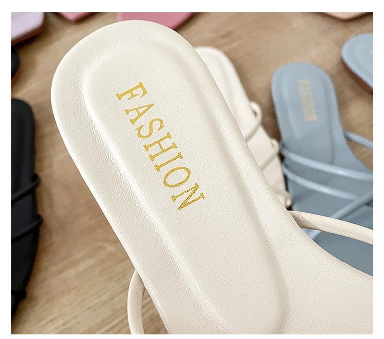 Double Toe Flip-flops Women 2026 Summer New Designer Slipper Shoes Female Casual Flat Fashion Causal Big Size Slippers Ladies