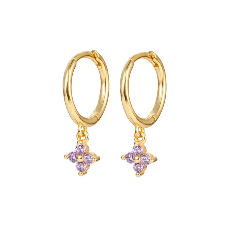 New Fashion Stainless Steel Flower Small Hoop Earrings Women Korean Crystal Zirconia Cartilage Earrings Piercing Jewelry