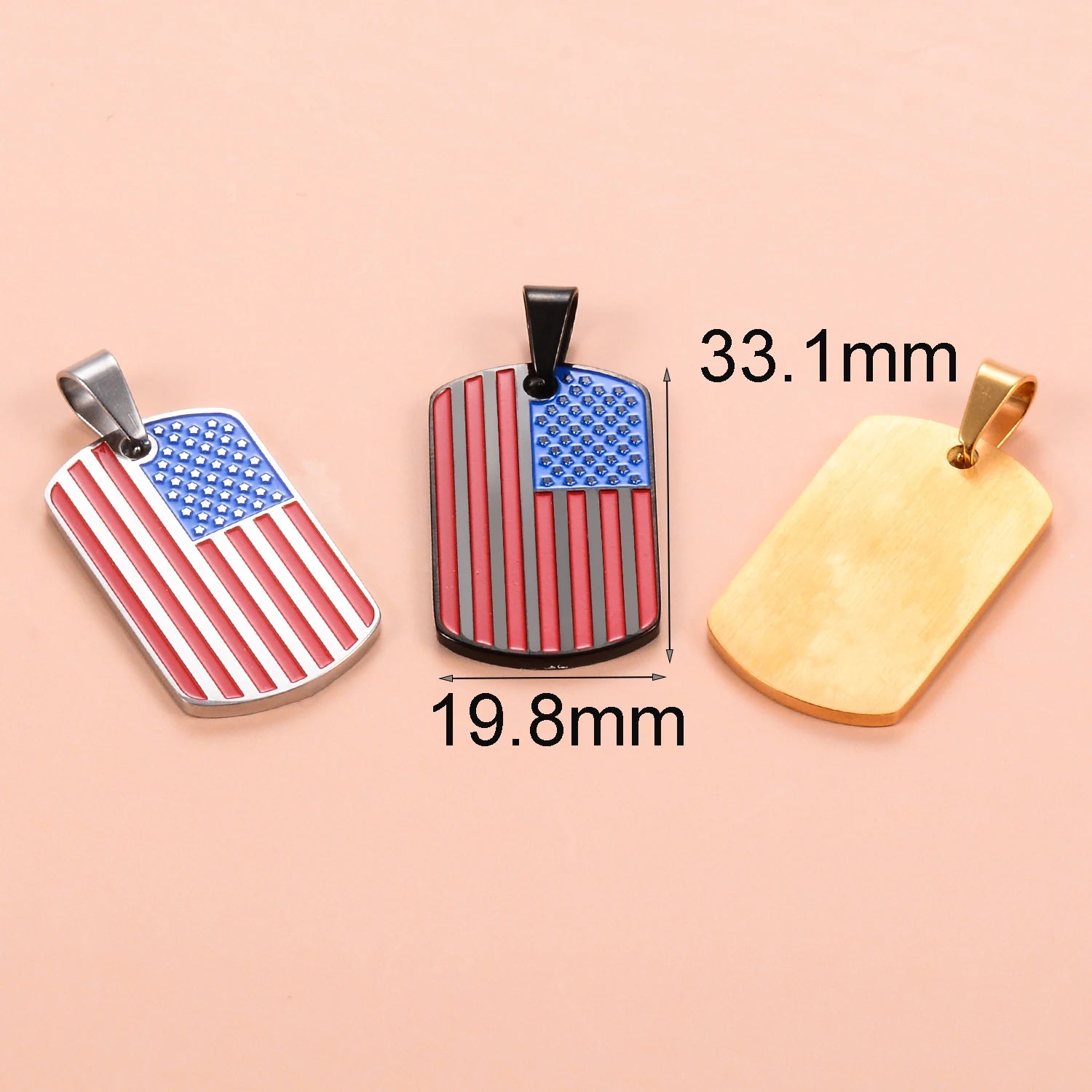 Stainless Steel Hip Hop American USA Flag personality Dripping oil Oval Military Card Box Chain Men's The Stars Jewelry