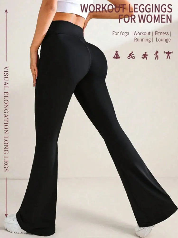 Fashion Flare Pants High Waist Yoga Wide Leg Bootcut Leggings Red White Black Sports Trousers Outdoor Fitness Casual For Slim